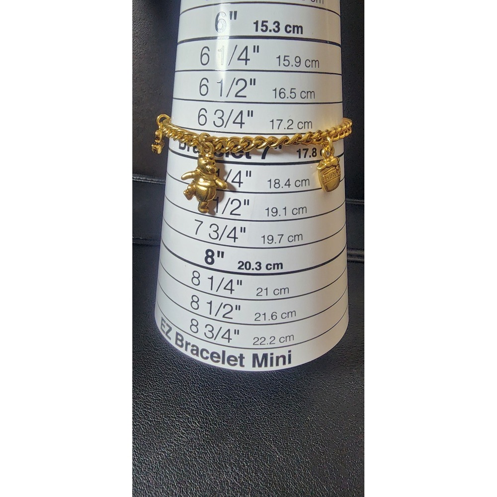 Disney Winnie Pooh Charm Rose Pearl ID Bracelet Bundle Gold Tone 3pc Set - Picture 11 of 14